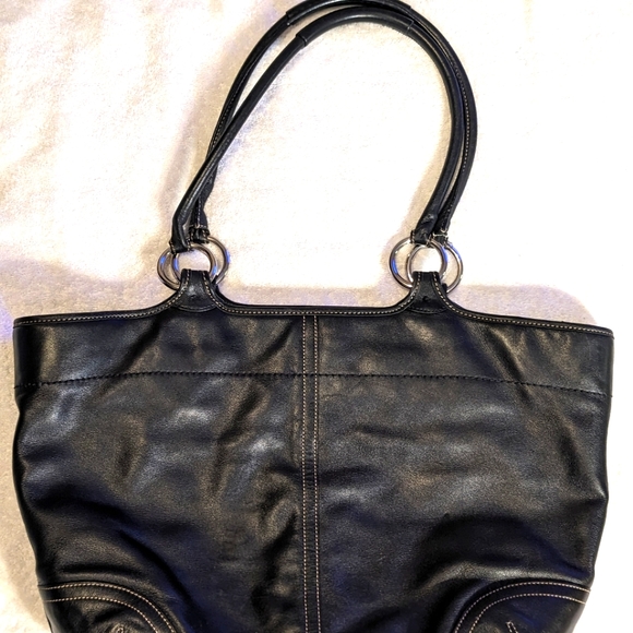 COACH Soho Large Black Smooth Leather Carryall Business Tote Shoulder Bag #5770 - Picture 4 of 11